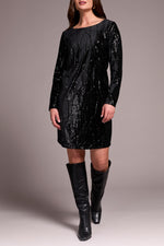 Tribal Fall 2025-945O-5055-Long Sleeve Lined Dress-Black - The Coach Pyramids