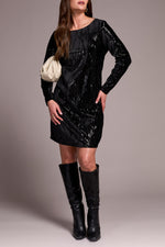 Tribal Fall 2025-945O-5055-Long Sleeve Lined Dress-Black - The Coach Pyramids