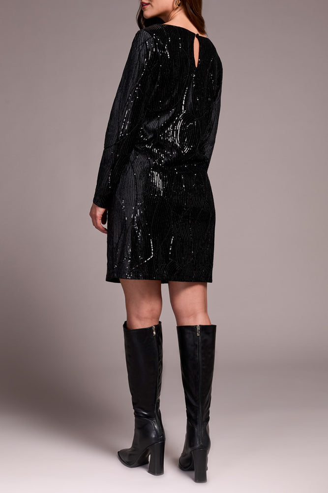 Tribal Fall 2025-945O-5055-Long Sleeve Lined Dress-Black - The Coach Pyramids