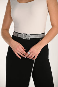 Frank Lyman-A26802-Woven Belt-Black/Silver - The Coach Pyramids