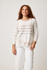 Parkhurst-Spring 2024-87293-Oaklee Patch Sweater-White/Sandstone - The Coach Pyramids