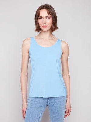 Charlie B Spring/Summer 2025-C1243BPK-239-Reversible Bamboo Viscose Cami-Blue Bell