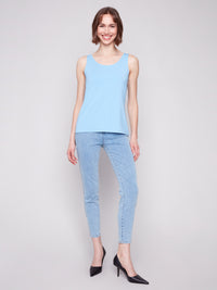 Charlie B Spring/Summer 2025-C1243BPK-239-Reversible Bamboo Viscose Cami-Blue Bell - The Coach Pyramids