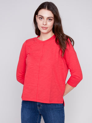 Charlie B Spring/Summer 2024-C1293XPK-463B-Knit Top-Cherry - The Coach Pyramids