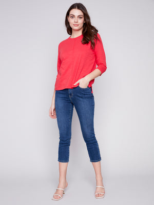 Charlie B Spring/Summer 2024-C1293XPK-463B-Knit Top-Cherry - The Coach Pyramids