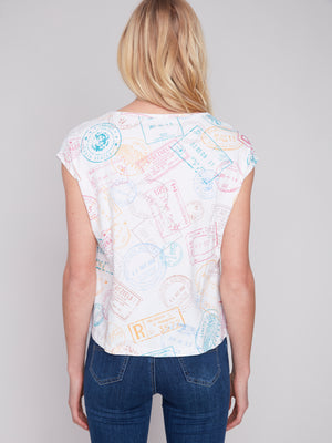 Charlie B Spring/Summer 2024-C1301XPK-233B-Printed Top-Stamps - The Coach Pyramids