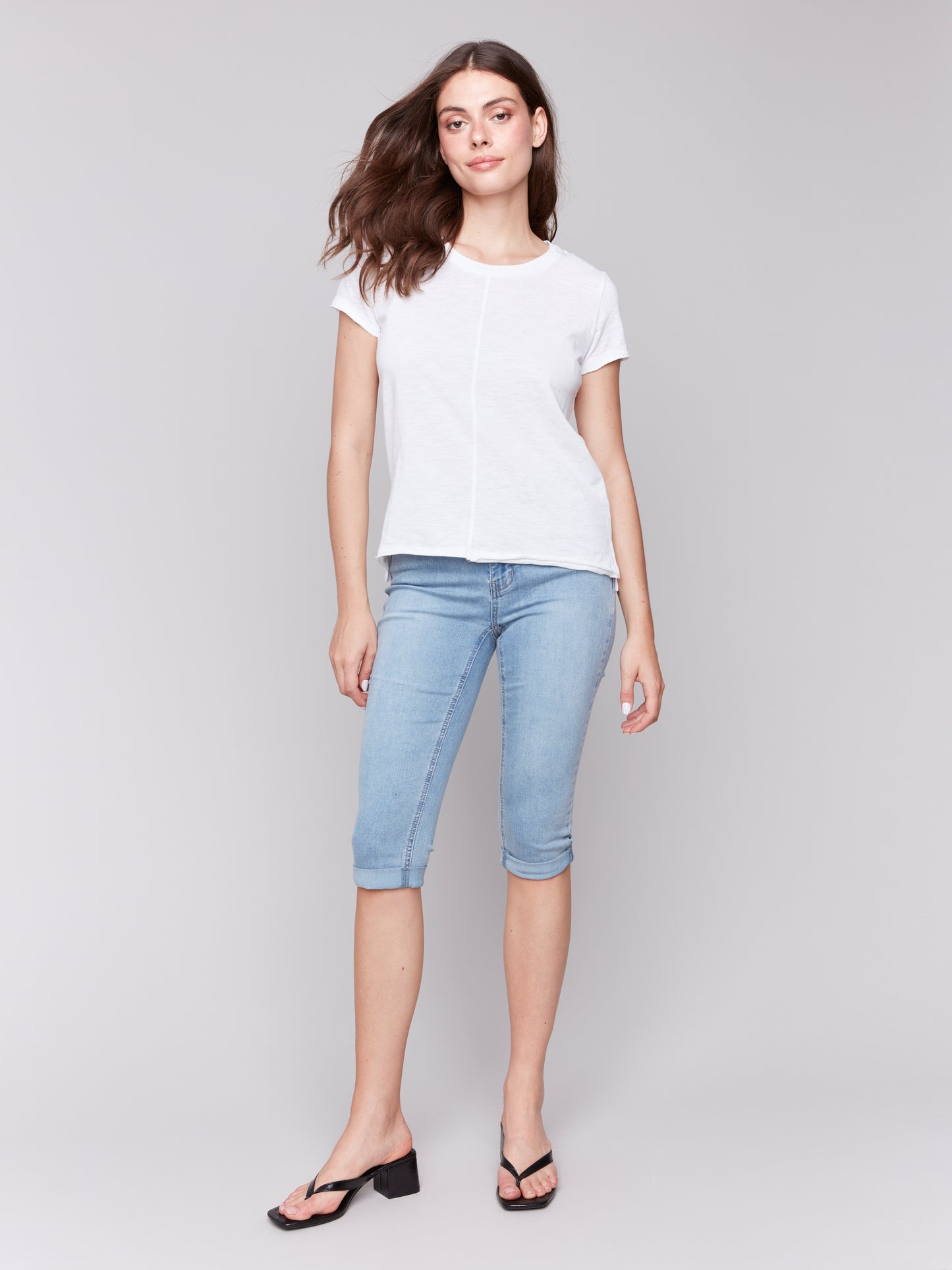 Charlie B Spring/Summer 2025-C1310TPK-002-Organic Cotton Slub Top-White - The Coach Pyramids