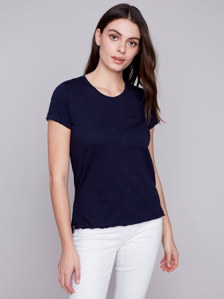 Charlie B Spring/Summer 2024-C1310XPK-463B-Slub Top-Navy - The Coach Pyramids