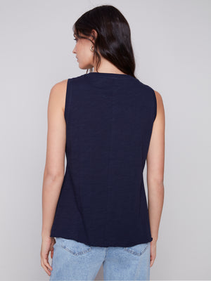 Charlie B Spring/Summer 2024-C1313XPK-463B-Slub Top-Navy - The Coach Pyramids