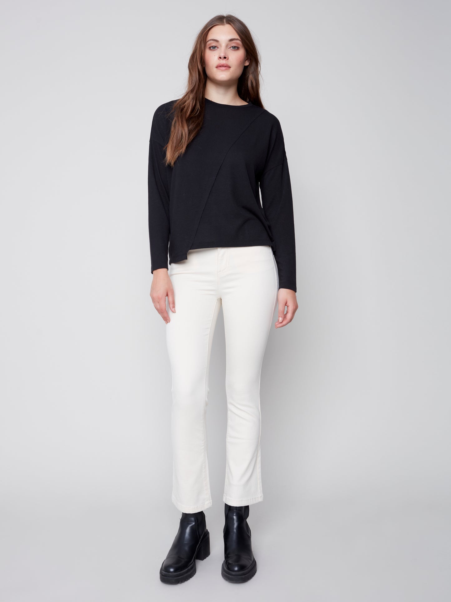 Charlie B Fall 2023-C1343PK-006B-Knit  Top-Black - The Coach Pyramids