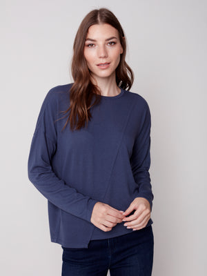 Charlie B Fall 2023-C1343PK-006B- Knit  Top-Denim - The Coach Pyramids