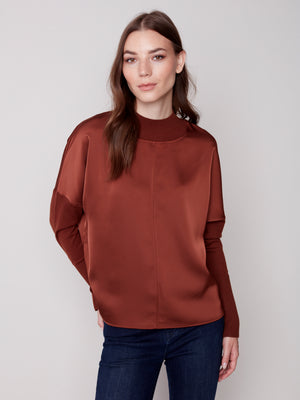 Charlie B Fall 2023-C1345-686B- Knit Top-Cinnamon - The Coach Pyramids