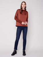 Charlie B Fall 2023-C1345-686B- Knit Top-Cinnamon - The Coach Pyramids