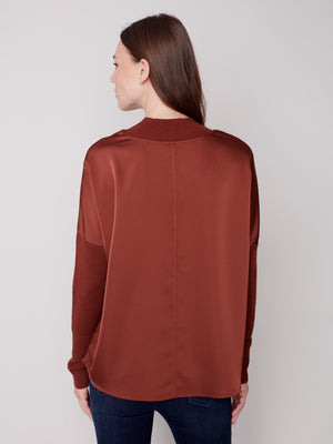 Charlie B Fall 2023-C1345-686B- Knit Top-Cinnamon - The Coach Pyramids