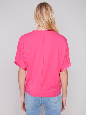 Charlie B Spring/Summer 2024-C1358PK-416B-Crew Neck Jersey-Punch - The Coach Pyramids