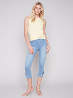 Charlie B Spring/Summer 2024-C1365PK-463B-Tank Top W/Twisted Hem-Lemon - The Coach Pyramids