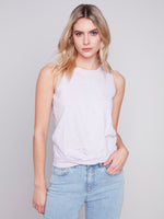 Charlie B Spring/Summer 2024-C1365PK-463B-Tank Top W/Twisted Hem-Lavender - The Coach Pyramids