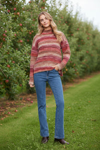 Charlie B-C2067-P674-Mock Neck High-Low Sweater-Mulberry - The Coach Pyramids