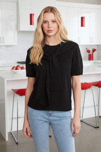 Charlie B-C2069-413-S/S Crew Neck Sweater W/Sleeves Detail-Coffee - The Coach Pyramids
