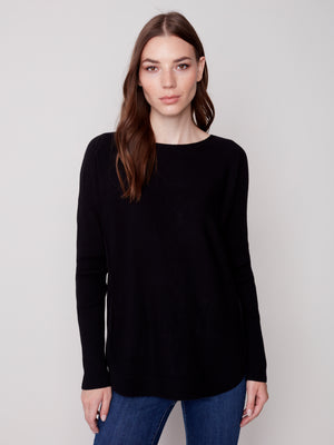 Charlie B Fall 2023-C2170Y-464A- Knit Sweater -Black - The Coach Pyramids