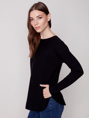 Charlie B Fall 2023-C2170Y-464A- Knit Sweater -Black - The Coach Pyramids