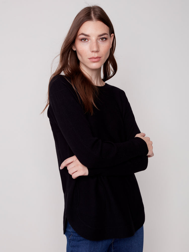 Charlie B Fall 2023-C2170Y-464A- Knit Sweater -Black - The Coach Pyramids