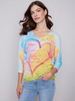 Charlie B Spring/Summer 2024-C2219Y-831A- Printed Sweater-Multi Color - The Coach Pyramids