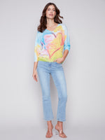 Charlie B Spring/Summer 2024-C2219Y-831A- Printed Sweater-Multi Color - The Coach Pyramids