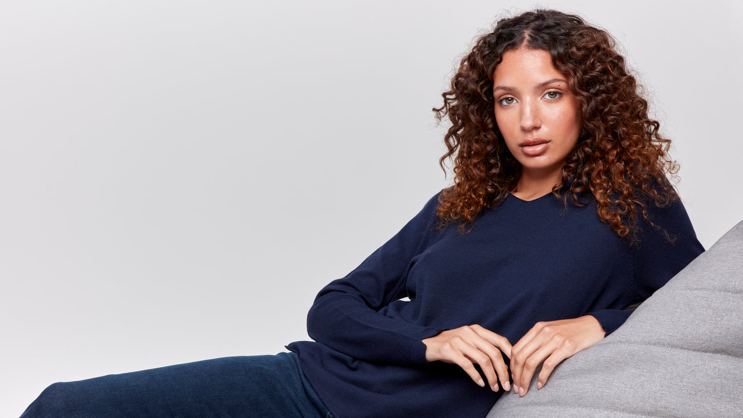 Charlie B Fall 2024-C2279Z-117-Solid Basic Sweater-Navy - The Coach Pyramids