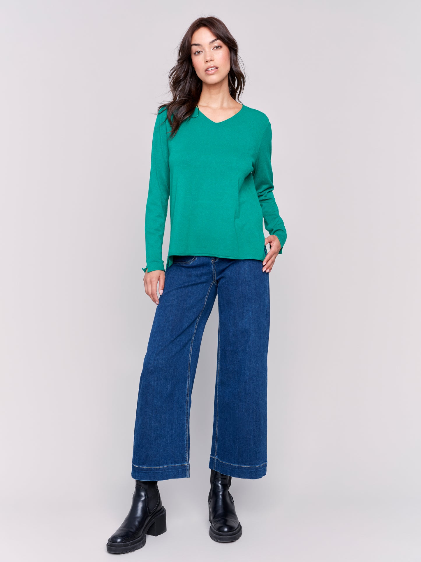 Charlie B Fall 2024-C2279Z-403-Solid Basic Sweater-Forest - The Coach Pyramids