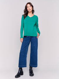 Charlie B Fall 2024-C2279Z-403-Solid Basic Sweater-Forest - The Coach Pyramids
