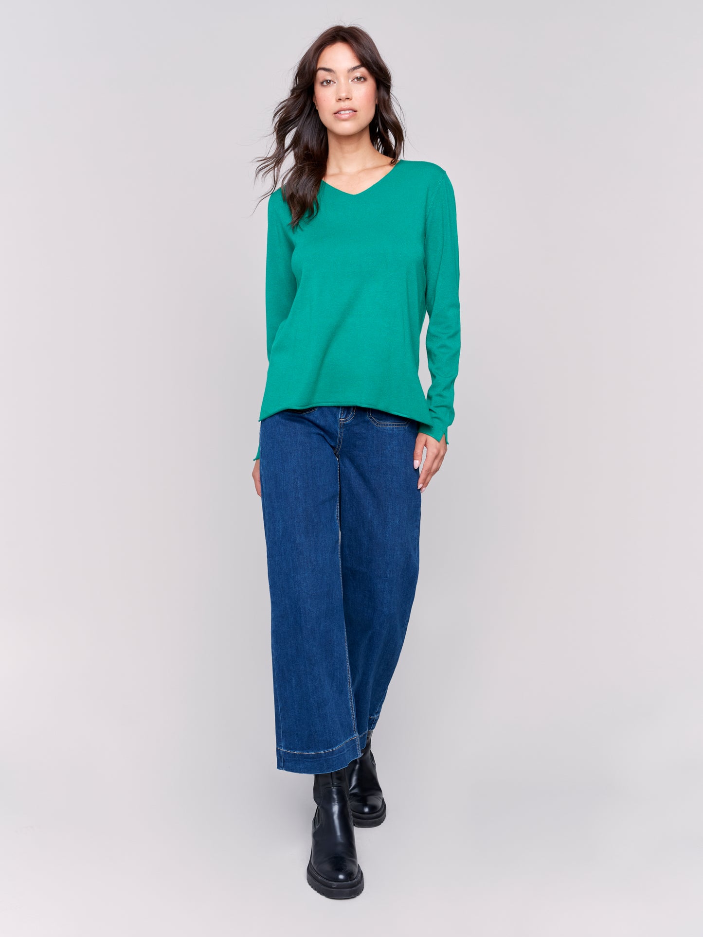 Charlie B Fall 2024-C2279Z-403-Solid Basic Sweater-Forest - The Coach Pyramids