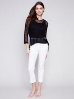 Charlie B Spring/Summer 2024-C2326X-029B-V Neck Fishnet Top-Black - The Coach Pyramids