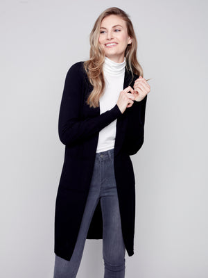 Charlie B Fall 2023-C2358U-153B-Cardigan-Black - The Coach Pyramids