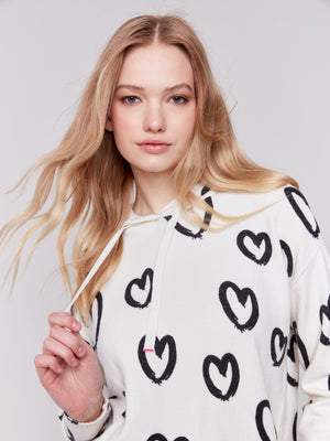 Charlie B Fall 2024-C2436XP-P461-Punch Design Printed Hooded Sweater-Hearts