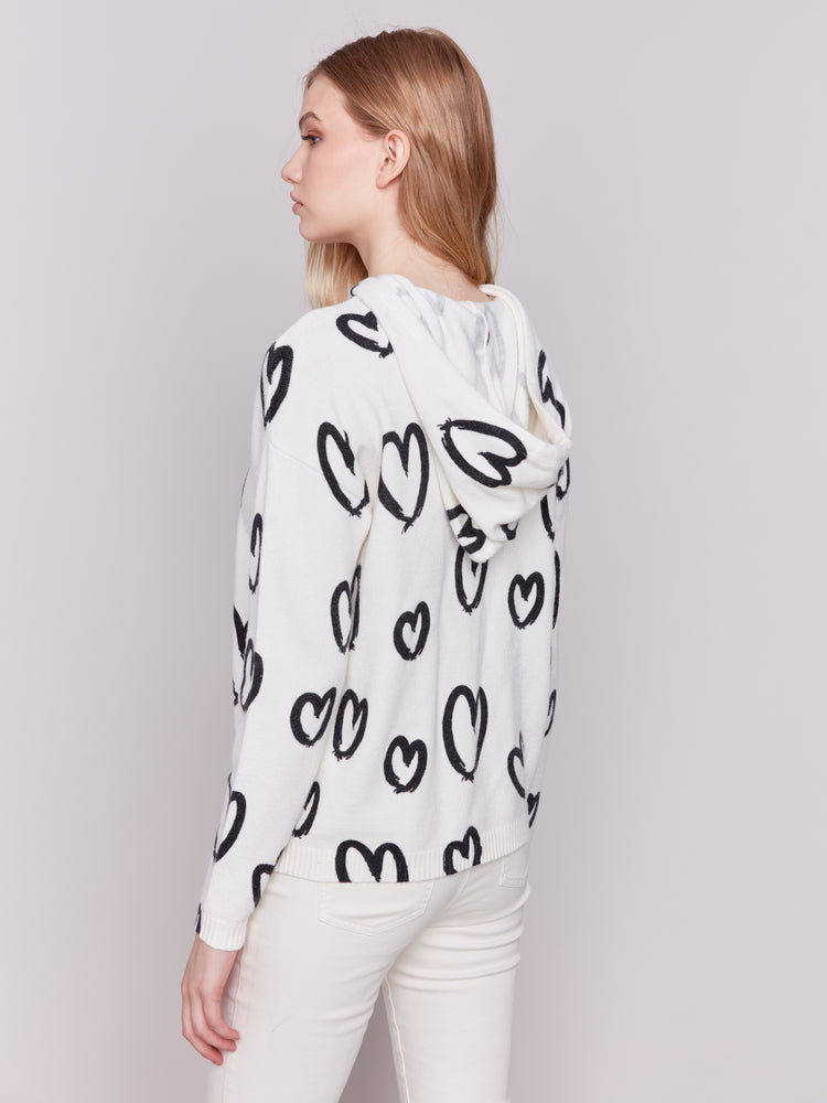 Charlie B Fall 2024-C2436XP-P461-Punch Design Printed Hooded Sweater-Hearts