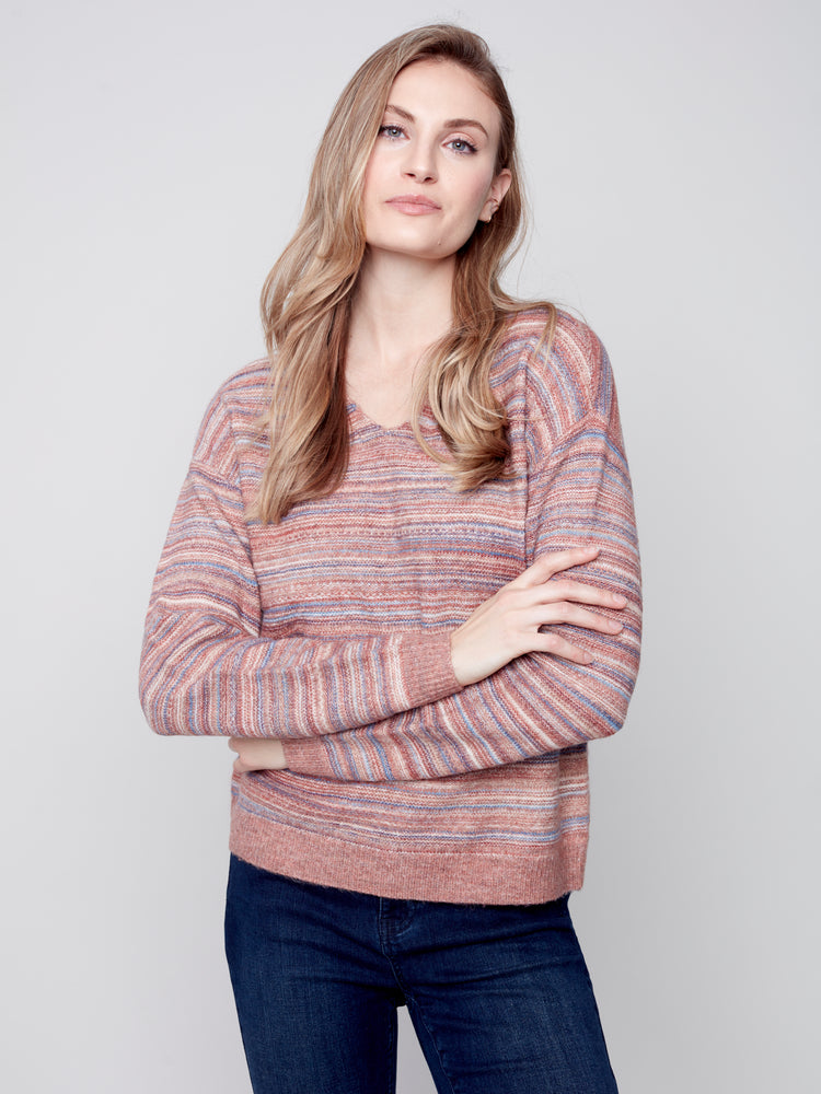 Charlie B Fall 2023-C2479-622B-Sweater -Cinnamon - The Coach Pyramids