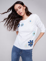 Charlie B Spring/Summer 2024-C2501R-261B-Crew Neck Top-White - The Coach Pyramids