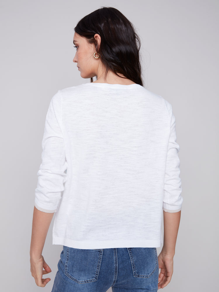 Charlie B Spring/Summer 2024-C2501R-261B-Crew Neck Top-White - The Coach Pyramids