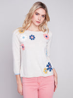 Charlie B Spring/Summer 2024-C2501R-261B-Crew Neck Top-H-Beige - The Coach Pyramids