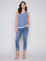 Charlie B Spring/Summer 2024-C2509C-790A-V Neck Cami-Denim - The Coach Pyramids