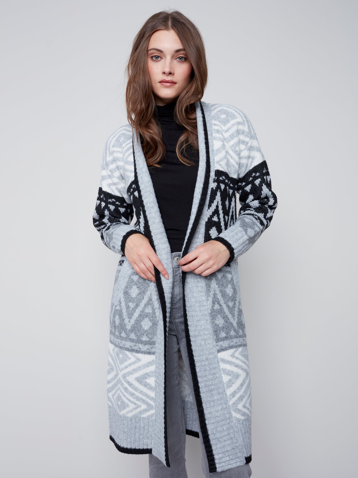 Charlie B Fall 2023-C2538-637B- Cardigan-H-Grey - The Coach Pyramids