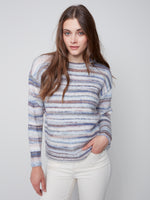 Charlie B Fall 2023-C2543-668B-Space Dye Sweater -Spruce - The Coach Pyramids