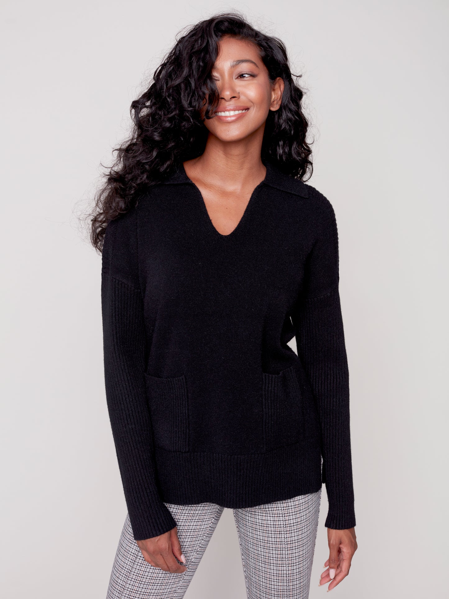 Charlie B Fall 2023-C2547-736A-Sweater-Black - The Coach Pyramids