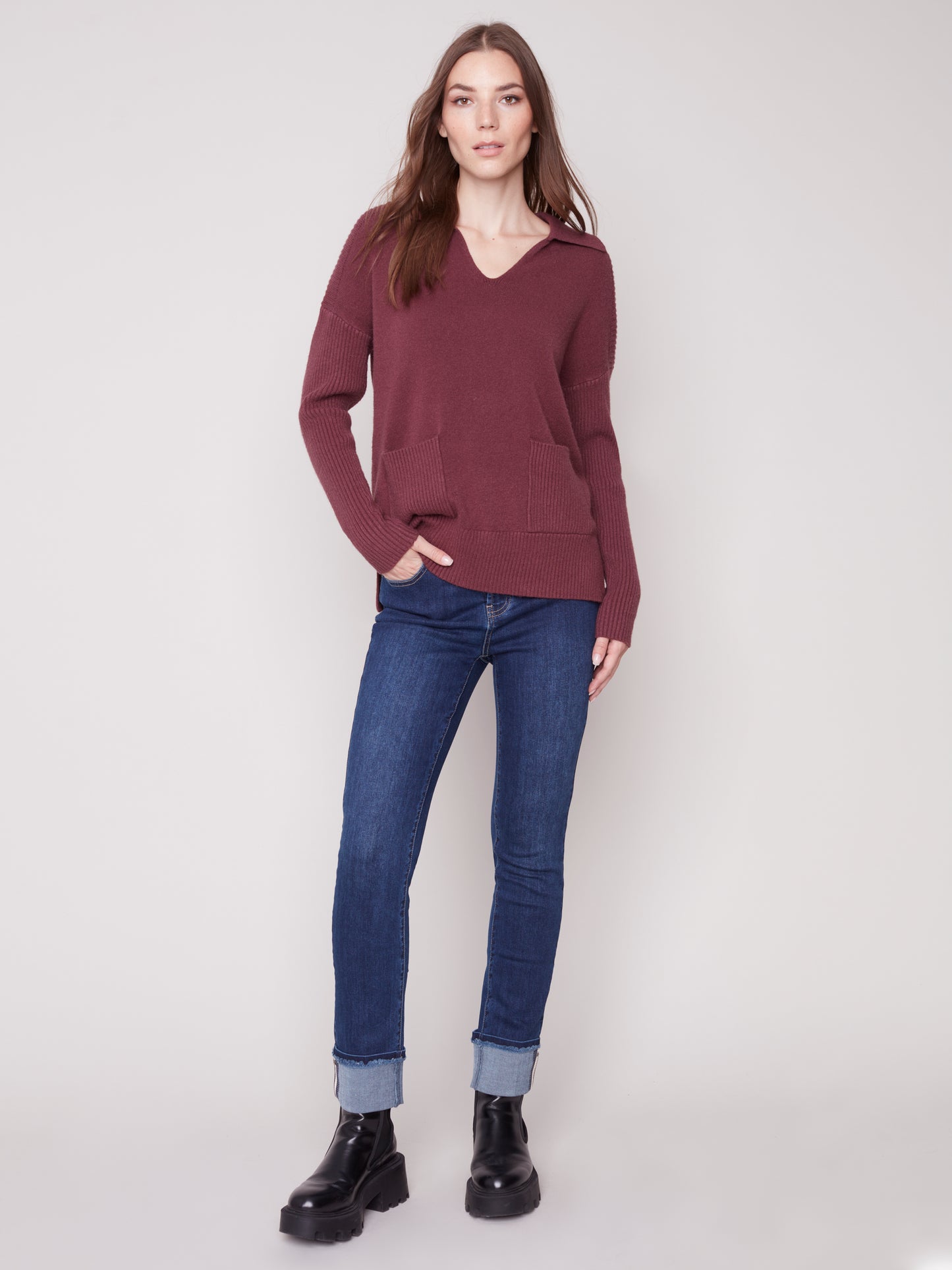 Charlie B Fall 2023-C2547-736A-Sweater-Port - The Coach Pyramids