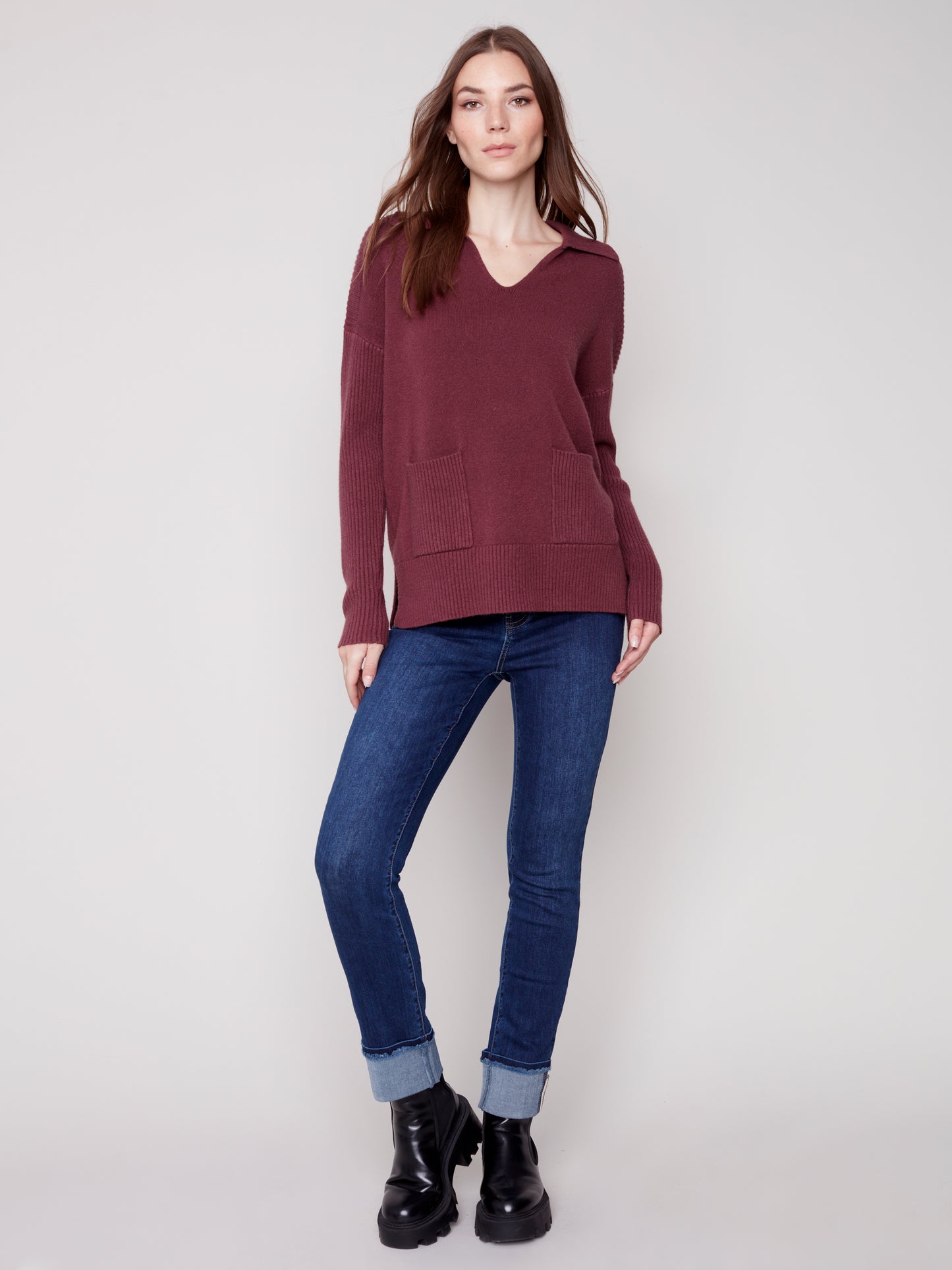 Charlie B Fall 2023-C2547-736A-Sweater-Port - The Coach Pyramids