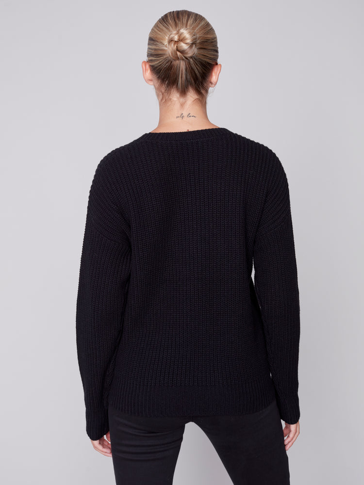 Charlie B Fall 2023-C2548-424B-Sweater-Black - The Coach Pyramids