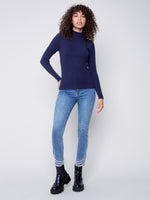 Charlie B Fall 2023-C2553-736A-Mock NK  Sweater -Navy - The Coach Pyramids