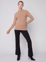 Charlie B Fall 2023-C2553-736A-Mock NK  Sweater -Truffle - The Coach Pyramids