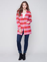 Charlie B Fall 2023-C2555-643B-Plaid Cardigan -Orchid - The Coach Pyramids